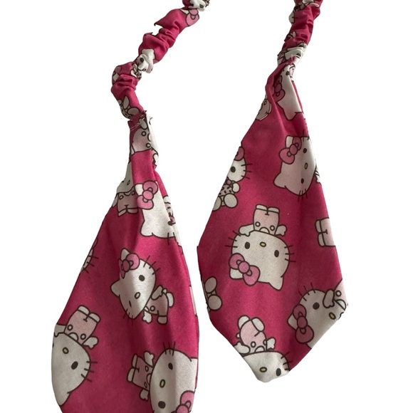 Hello Kitty scarf tie scrunchie hand made USA pink bow cotton rare print summer - Picture 3 of 4
